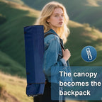 Folding Camping Chair with Canopy, Portable Outdoor Beach Chair for Fishing, BBQ, Picnic, Backyard, Lightweight Sun Shade Chair with Cup Holder, Navy Blue