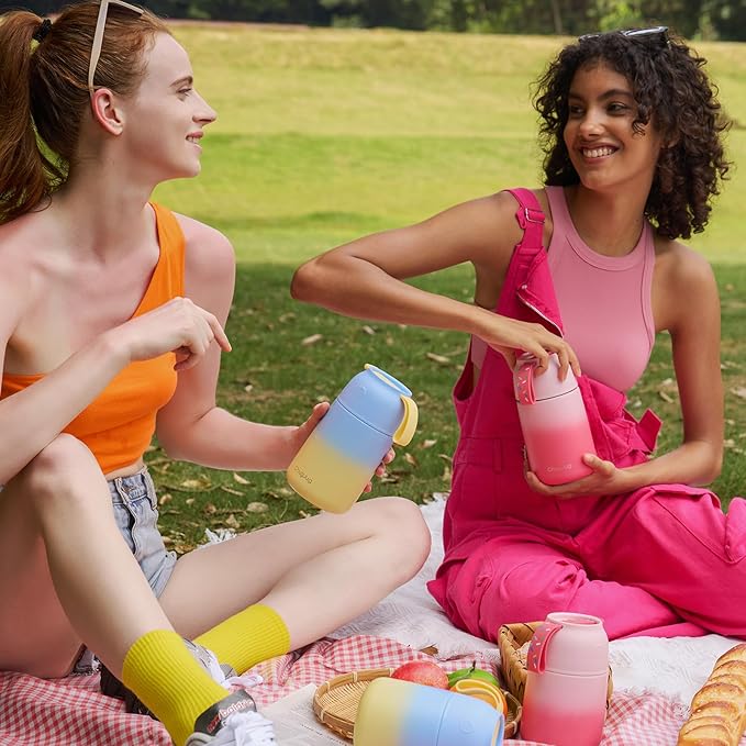 Thermo for Hot Food for Adults Kids | Wide Mouth, 18 oz Insulated Food Jar with Spoon, Leakproof Soup Thermo for School Office Travel, Thermal Steel Lunch Container Easy to Carry (Pink)