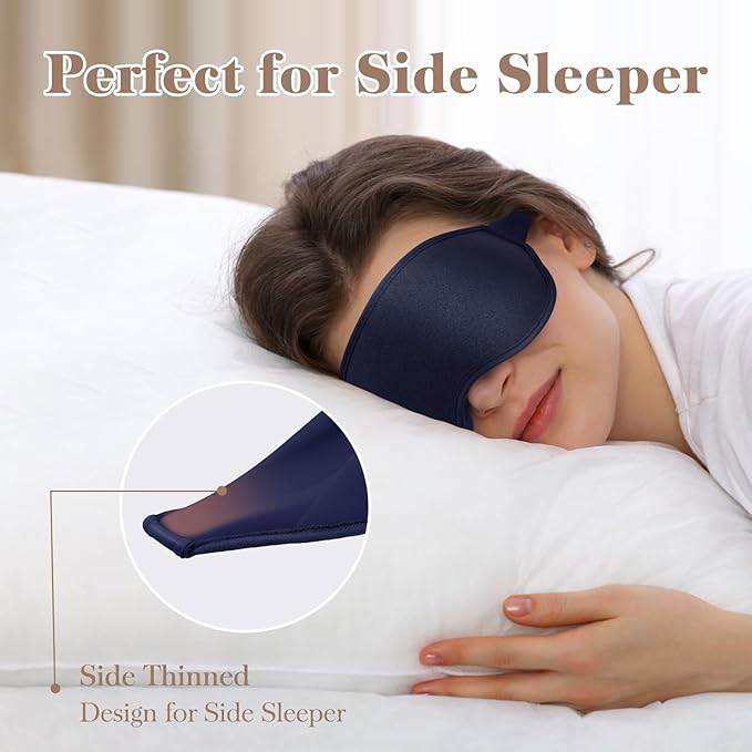 3D Cooling Eye Mask Sleep Mask for Men & Women, 100% Pressure-Free & Light Block-Out Eye Mask for Sleep with Easy Adjustable Strap, Night Eye Cover for Travel, Blue
