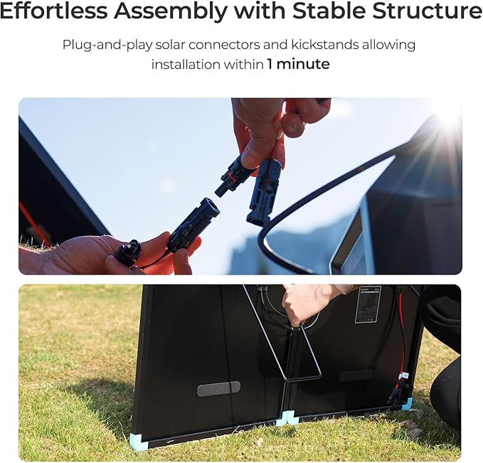 Renogy 100 Watt Solar Panel Suitcase, N-Type 100W Portable Foldable Solar Panels, 25% High Efficiency with 19% Lighter, Fast Setup with Kickstands, IP67 Waterproof for RV, Camping, Off-Grid, Blackouts