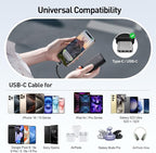 iWALK Mini Portable Charger 10,000mAh, 22.5W USB-C Fast Charging Power Bank with Built-in Cable, Travel Essential Ultra-Small Battery Pack Compatible for iPhone 16/16 Pro/15, Samsung, Google, Black