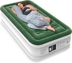 Air Mattress with Built in Pump - Upgraded Twin Blow Up Mattress, 2 Mins Quick Self Inflatable with Double Air Chamber,18"/550lbs Max, Strong Support, for Camping,Home,Guests,Portable Travel