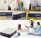 Air Mattress Queen with Built in Pump,18'' Inflatable Mattress of Vertical Beams,Self Inflatable/Deflation Blow Up Mattress in 3 Mins,Flocked Top Airbed with Carry Bag for Home, Camping