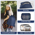 10 Set Compression Packing Cubes, Lightweight Travel Essentials, Stretchable Expandable Storage Bags, Compression Bags for Travel Accessories Luggage Storage Set (10 Pcs, Navy Blue)