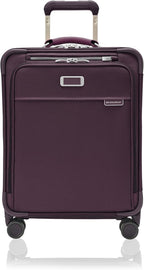 Briggs & Riley 21" Global Carry On Expandable Spinner - Luggage for International Travel, Suitcases with Wheels, Softside Rolling Bag for Men & Women, Self-Repairing Zipper - Baseline Collection, Plum