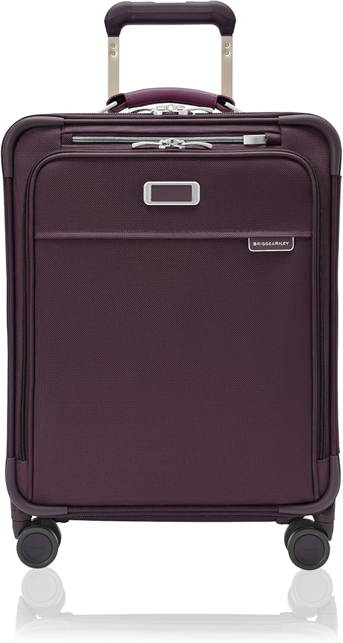 Briggs & Riley 21" Global Carry On Expandable Spinner - Luggage for International Travel, Suitcases with Wheels, Softside Rolling Bag for Men & Women, Self-Repairing Zipper - Baseline Collection, Plum