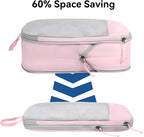 Voova 6 Set Compression Packing Cubes, Travel Accessories Expandable Packing Organizer Bags Set for Carry on Suitcase, Durable Luggage Packing Cubes for Travel Essentials, Pink