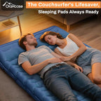 Double Sleeping Pad for Camping, Extra Thick 6 Inch Sleeping Mat Camping for 2 Person Self Inflating Camping Pad with Built-in Pillow & Foot Pump Inflatable Camping Mat for Backpacking Hiking Tents