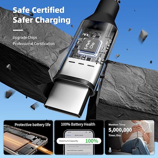 USB C Splitter Multi Charging Cable,USB A/C to USB C Charging Cord,Dual Type C Charger Cord,4 in 2 Multi Charger Cord with 4 Type-C Connectors Compatible with iPhone17/16/Cell Phones Tablets and More.