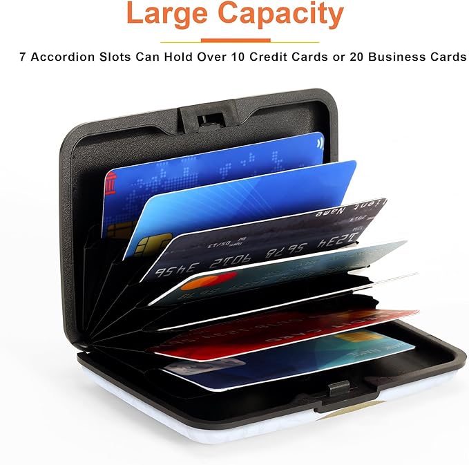 Mayski Credit Card Holder, RFID Blocking, Aluminum Alloy Hard Case, Small Mini Business Metal Wallet for Women Men, Boho Leaves