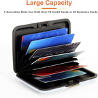 Mayski Credit Card Holder, RFID Blocking, Aluminum Alloy Hard Case, Small Mini Business Metal Wallet for Women Men, Boho Leaves