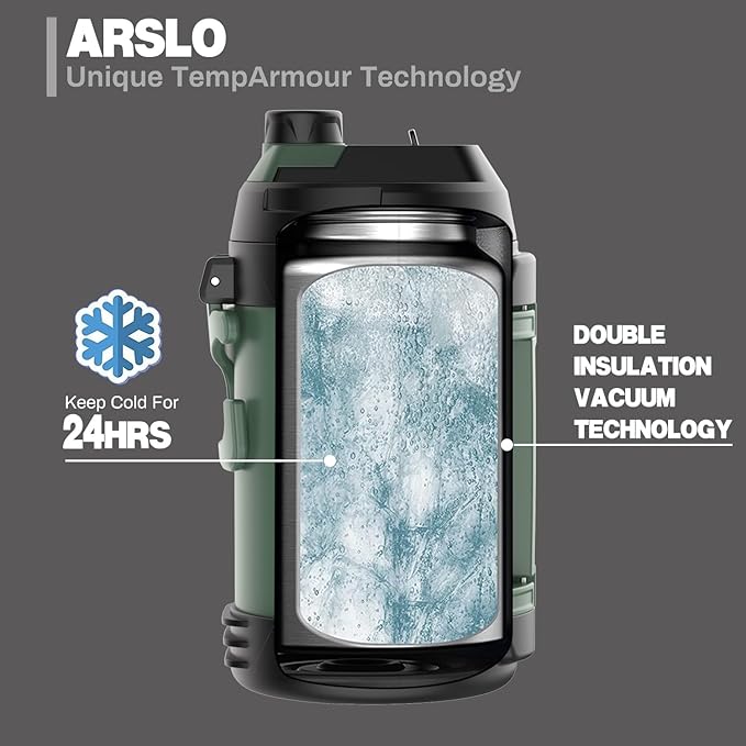 Sports Water Jug - Gallon Water Bottle - Large Insulated Stainless Steel Bottle for Gym, Workouts, Basketball, Football, Soccer - Keep Water Cold for Up To 24 Hours - 108OzNEW