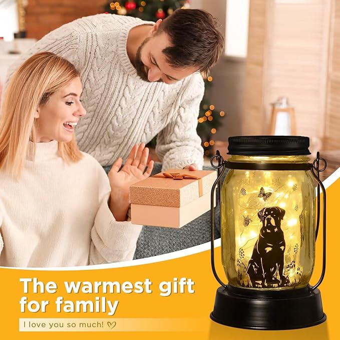 kyoryuger Rottweiler Gifts for Women/Men Rottweiler Solar Lanterns Dog Mom Birthday Dog Lovers Lantern Pet Loss Pet Memorial Lights, Solar Garden Decoration Outside for Yard, Patio,Backyard,Porch