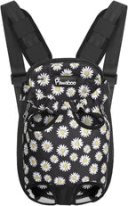Pawaboo Adjustable Dog Carrier Purses, Pet Front Cat Travel Bag Dog Carrier Purses for Traveling Hiking Camping, Legs Out, Easy-Fit for Small Medium Dogs, M, Black Daisy