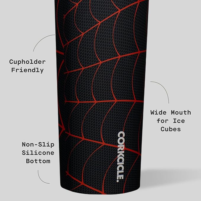 Corkcicle Sport Canteen - Keeps Beverages Cold 25 Hours - Triple Insulated Stainless Steel - Screw-On Lid - Reusable Bottle - Summer Drinkware Gift - Keeps Drinks Ice Cold - 20 oz - Spider-Man