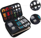 BUBM Double Layer Electronic Accessories Organizer, Travel Gear Bag for Cables, USB Flash Drive, Plug and More, Perfect Size Fits for iPad mini (Medium, Gray)