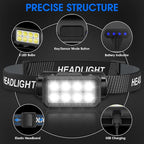 Rechargeable Headlamp Flashlight, 8 LED 2500 Lumen Super Bright Headlight with White Red Light & Motion Sensor, 2-Pack Waterproof Head Lamp for Adult Kid, Headlamps for Outdoor Camping Running Fishing