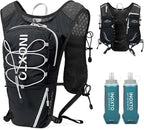 Running Vest for Women Men, Adjustable Chest Straps Running Hydration Vest with 500ml Soft Flask, Lightweight Breathable Reflective Hydration Backpack for Hiking