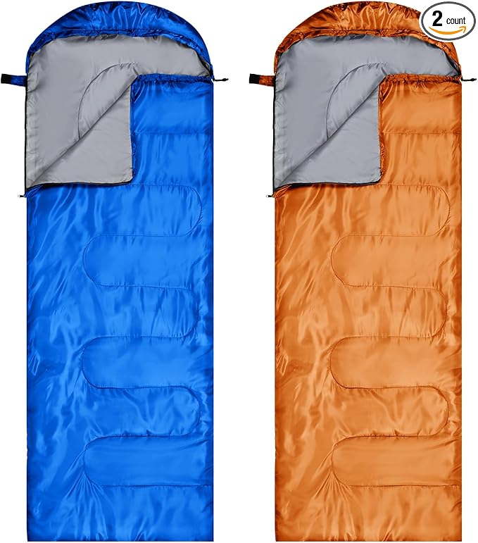 Tudomro 2 Pcs Camping Sleeping Bag for Adults, Lightweight Packable Waterproof Camping Gear Equipment to Keep Warm for Spring Summer Fall Indoor Outdoor Backpacking Hiking Travel