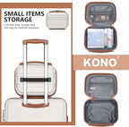 Kono Carry On Luggage Set Lightweight Airline Approved Carry On Suitcase with TSA Lock Spinner Wheels Durable Luggage Hardside Cream White