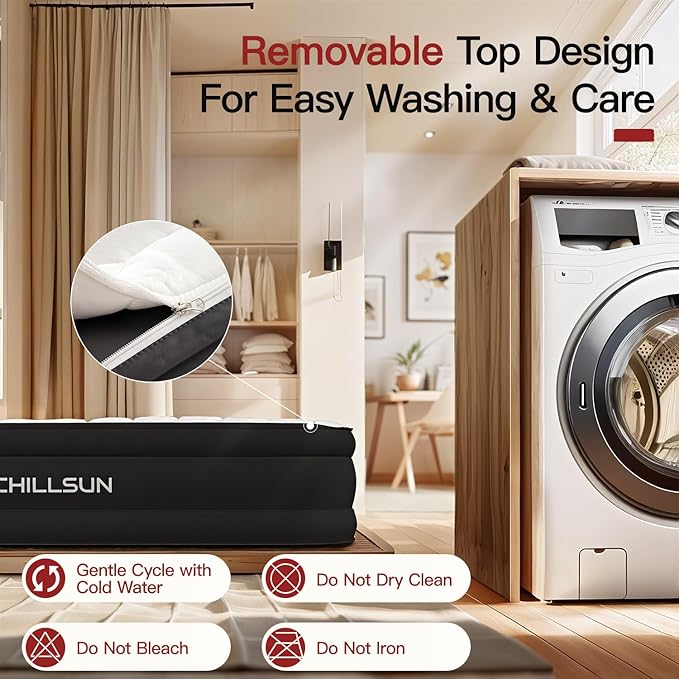 CHILLSUN Twin Air Mattress with Built in Pump, Upgraded 18" Raised Comfort Blow up Mattress, Durable Inflatable Mattress Air Bed for Guests & Home, Colchon Inflable, Airbed 700lbs Max