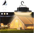 Camping Pop up Tent Light for Hanging, LED Rechargeable Portable Overhead Lantern for Vendor Booths, 3 Modes Waterproof Outdoor Camp Lamp with Battery Power for Glamping (Dimming-Black)