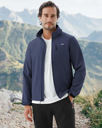 WULFUL Men's Softshell Jacket Waterproof Lightweight Insulated Windbreaker Fleece Lined Rain Shell Jacket for Hiking Travel
