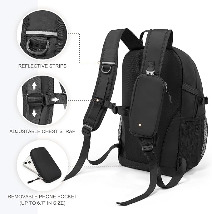 Hiking Backpack for Women Men 20l with Removable Phone Pocket Lightweight Small Travel Backpack Hiking Daypack for Women Men
