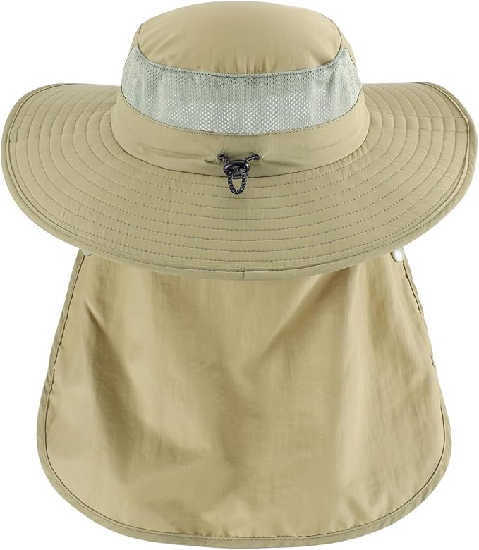 Home Prefer UPF 50+ Sun Hats for Men Women Wide Brim Fishing Hat with Neck Flap Summer Safari UV Protection Bucket Hat