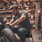 Mini Folding Chair, Garage Stool, Portable Camping Chair with Padded Seat, Lightweight and Compact Lawn Chair, for Patio, Garage, Camping, Fishing, Hiking, Hunting, Picnic, Beach, Black