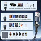 3 in 2 USB A/C Multi Charger Cable, Charging Cable for iWatch Charger/iPhone 17 Charger/IP, Braided Multiple Charger Cord Compatible with iPhone 17-11/iWatch Series 11-1/ultra/se/Car/Home 5FT