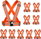 Reflective Strap Safety Vest Gear - 2-10 Pack Adjustable High Visible Reflective Running Gear for Women Men Night