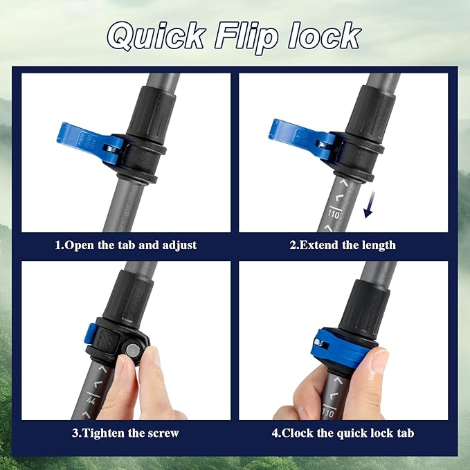 Hiking Poles, Ultra-Light Telescopic Trekking Poles,Portable Walking Sticks with Adjustable Height for Men and Women