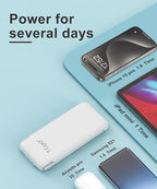 Portable Charger Power Bank with Built-in Cable & AC Plug, 10000mAh Fast USB-C Charger, Slim Mini Battery for iPhone 16/15/14/13/Pro/Max & All USB-C Devices