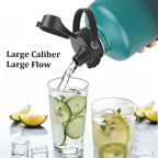 Water Bottle Insulated 32oz 40oz 64oz 128oz Straw Lid Spout Lid & 3 Lids, Leak Proof, Vacuum Insulated,Stainless Steel Water Bottle Wide Mouth for Sports, Gym or Office