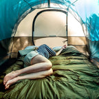 UNIKOME Outdoor Packable Camping Blanket, Lightweight Travel Blanket for Hiking, Camping, Dual-Sides Waterproof Puffy Down Alternative Camping Blanket with Snap Clasps, 75"×52", Army Green&Brown