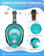 Greatever G2 Full Face Snorkel Mask with Latest Dry Top System,Foldable 180 Degree Panoramic View Snorkeling Mask with Camera Mount,Safe Breathing,Anti-Leak&Anti-Fog