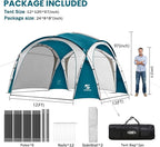 Beach Tent 12 X 12ft Large UPF50+ Pop Up Canopy with 2-Pcs Side Wall, Sun Shelter Rainproof, Waterproof for Camping Trips, Backyard Fun, Fishing, Parties, Or Picnics(Ocean Blue)