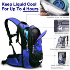 Insulated Hydration Backpack Pack with 3L BPA Free Leak Proof Water Bladder, Large Storage Lightweight Hiking Daypack with Waist Pouches & Cooler Layer, for Running, Biking, Camping, Festival