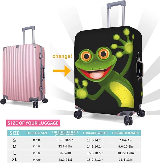 Travel Luggage Cover, Merry Green Frog Cute Animal Washable Elastic Stretchy Anti-scratch Suitcase Protector With Concealed Zipper for Spinner Wheeled Luggage Fits 22-24 Inch