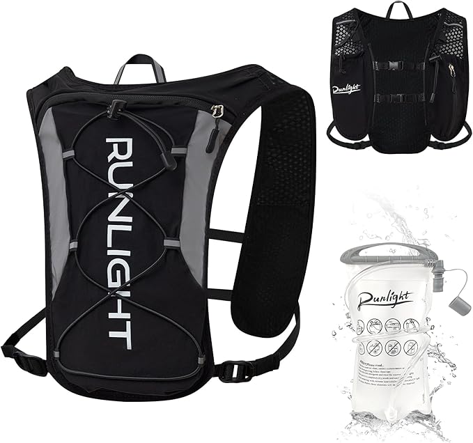 Running Vest for Women Men, Adjustable Hydration Backpack Breathable Reflective with 1.5L Water Bladder for Hiking, Trail, Running, Marathons, Cycling