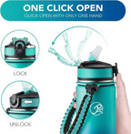 GOSWAG Insulated Sports Water Bottle, 24oz 2 Lids(with Straw/No Straw), Stainless Steel Water Bottles with Paracord Handle, Insulated Bottle with Double-Wall Vacuum Insulation