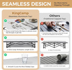 KingCamp Folding Camping Table, Aluminum Roll-Up Camp Table, Large Foldable Table for 6-8 Person, Outdoor Portable Tables with Carry Bag, 180 LBS Heavy Duty Load (Silver+Mesh：53.5" × 27.5")