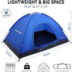 1/2/3/4 Person Tents Waterproof&Windproof Family Tents Camping-Tent,Lightweight Portable Pop Up Tent for Camping,Hiking,Mountaineering or Beach Easy to Set Up Adventures Carry Bag