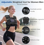 8lb/12lb/16lb/20Lb Weighted Vest for Woman Men with Reflective Stripe, Size Adjustable Strength Training Weighted Vest for Walk Running Jogging