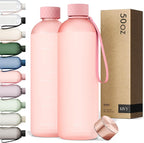 KIVY Large Water Bottle 50oz [Lightweight & Shatterproof] Fits Backpack & Cupholder for Travel, Sports, School - Pink water bottle no straw - 1.5 Liter water bottles - 50oz Water bottle