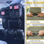 Universal Tactical Car Seat Back Organizer Bag Tactical Molle Vehicle Organizers Panel Vehicle Protector Organizers with 5 Detachable Pouches for Car Truck Ford Jeep (Upgraded D model Black camo)