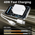 Fast Charger iPhone 17/16/15,2Pack 40W USB C Wall Charger Block 10FT USB C to C Fast Charging Cable Cord 40W Plug Quick Apple Chargers for iPhone 17 Pro Max/17 Air/16 Pro/15Pro/Plus,iPad Pro/Air/Mini