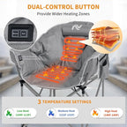 LILYPELLE Oversized Heated Camping Chair, Patio Lounge Chairs with 3 Heat Levels, Portable Folding Heated Chair Round Moon Saucer Folding Lawn Chair Outdoor Chair for Camping, Lounge Patio