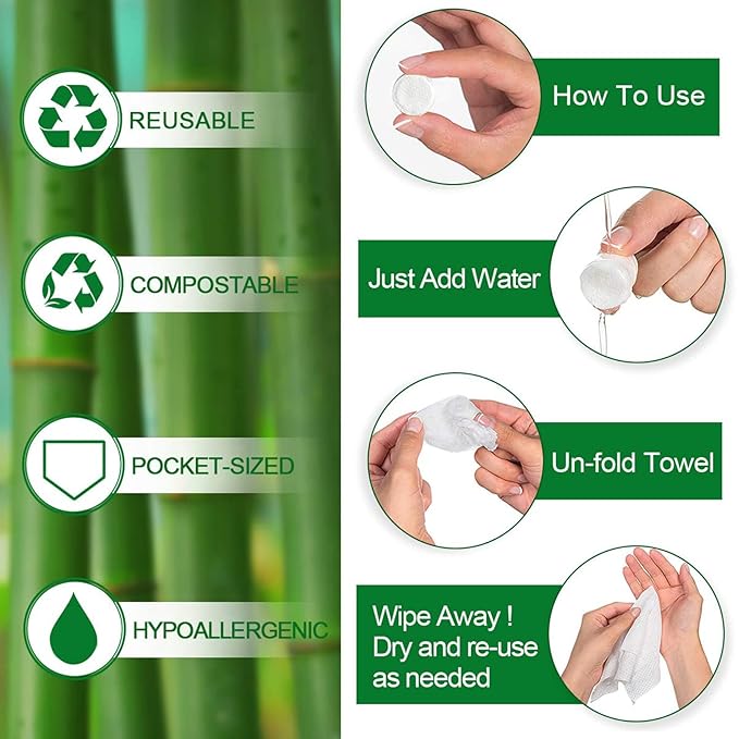 Compressed Wipes, Towels, or Compact Toilet Paper Tablets,for Travel, Home, Outdoor Activities (200 Pack with 20 Convenient Carrying Cases)